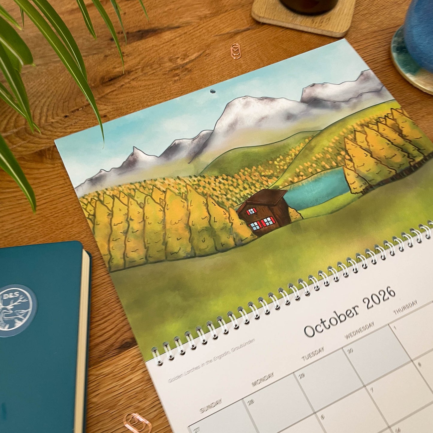 October in the Swiss Alps Spread - premium paper visible.