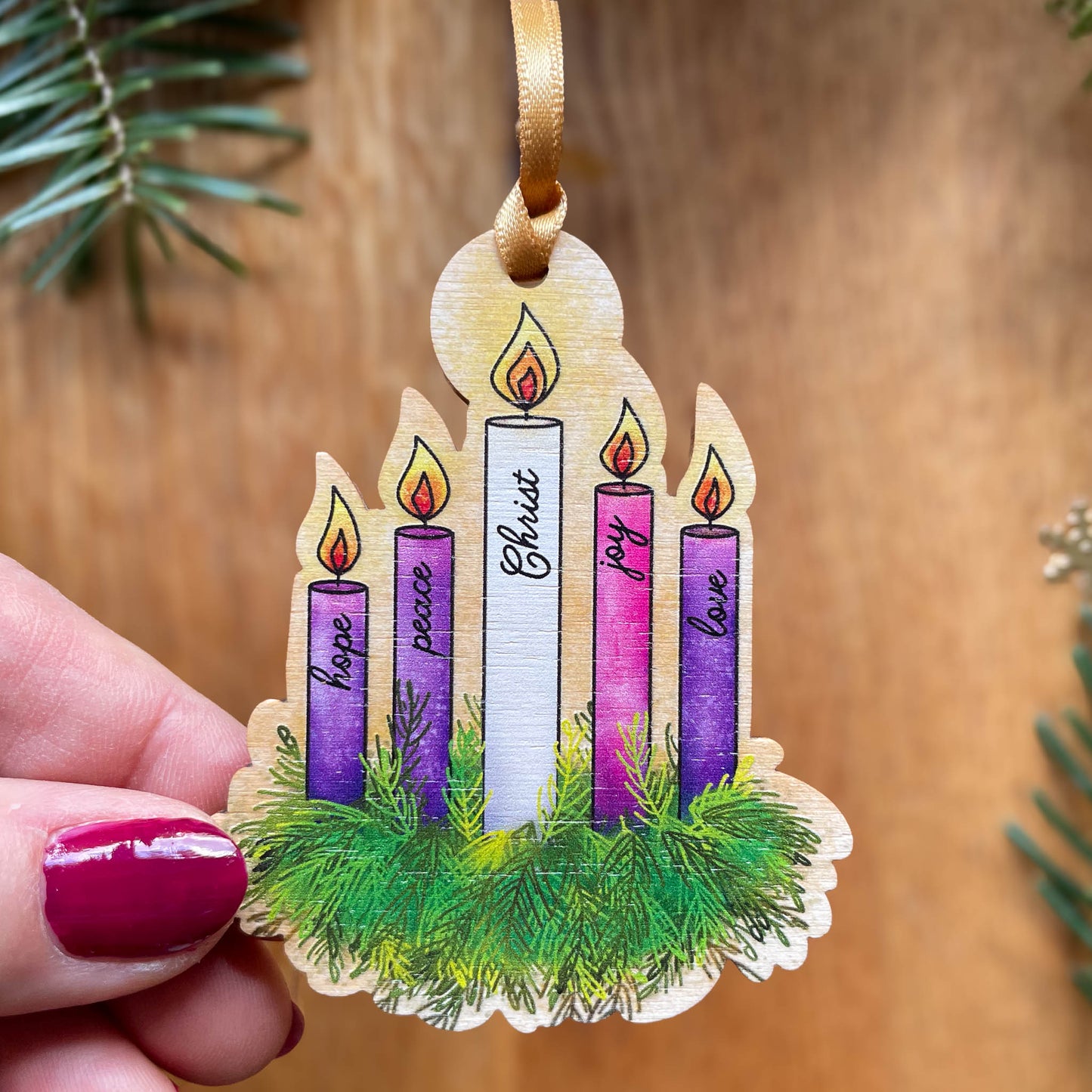 Advent Candle Wreath Hanging Decoration - Christmas Tree Decoration