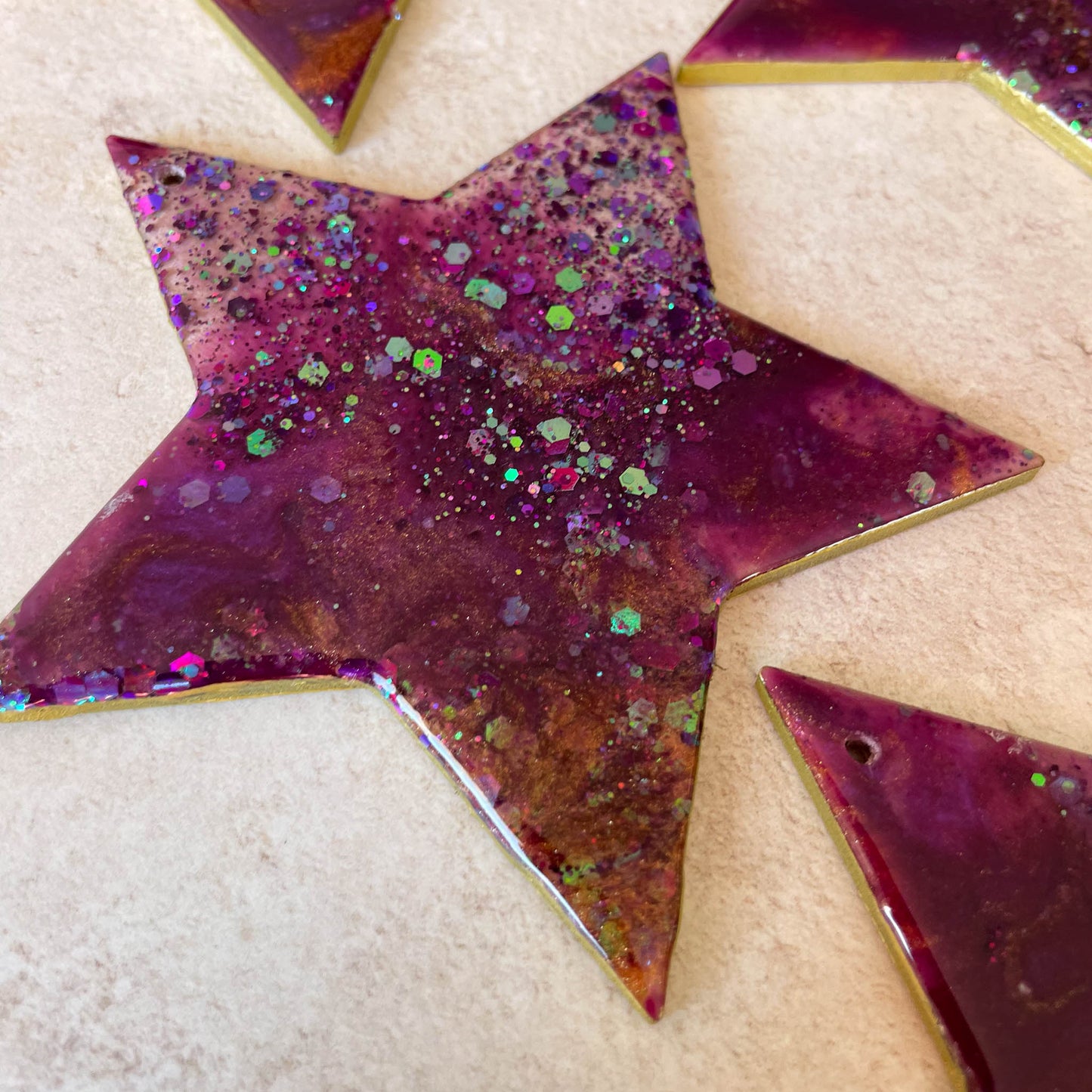 Purple & Copper Sparkly Star Christmas Tree Decoration