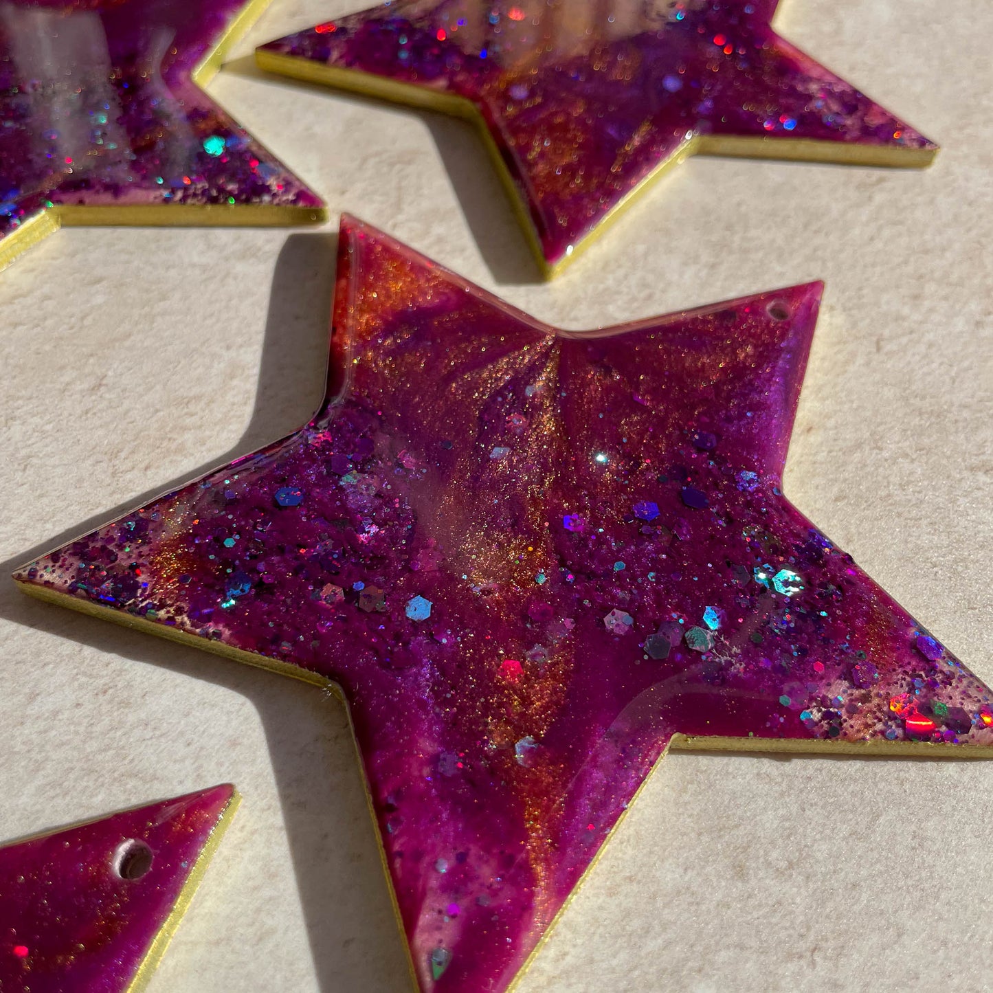 Purple & Copper Sparkly Star Christmas Tree Decoration