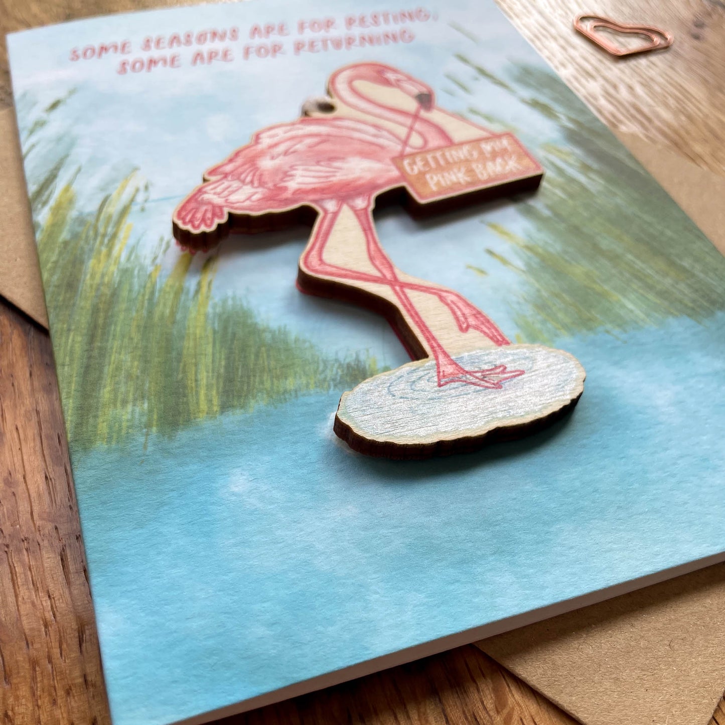 Detachable Flamingo Decoration Card - Getting My Pink Back Collection