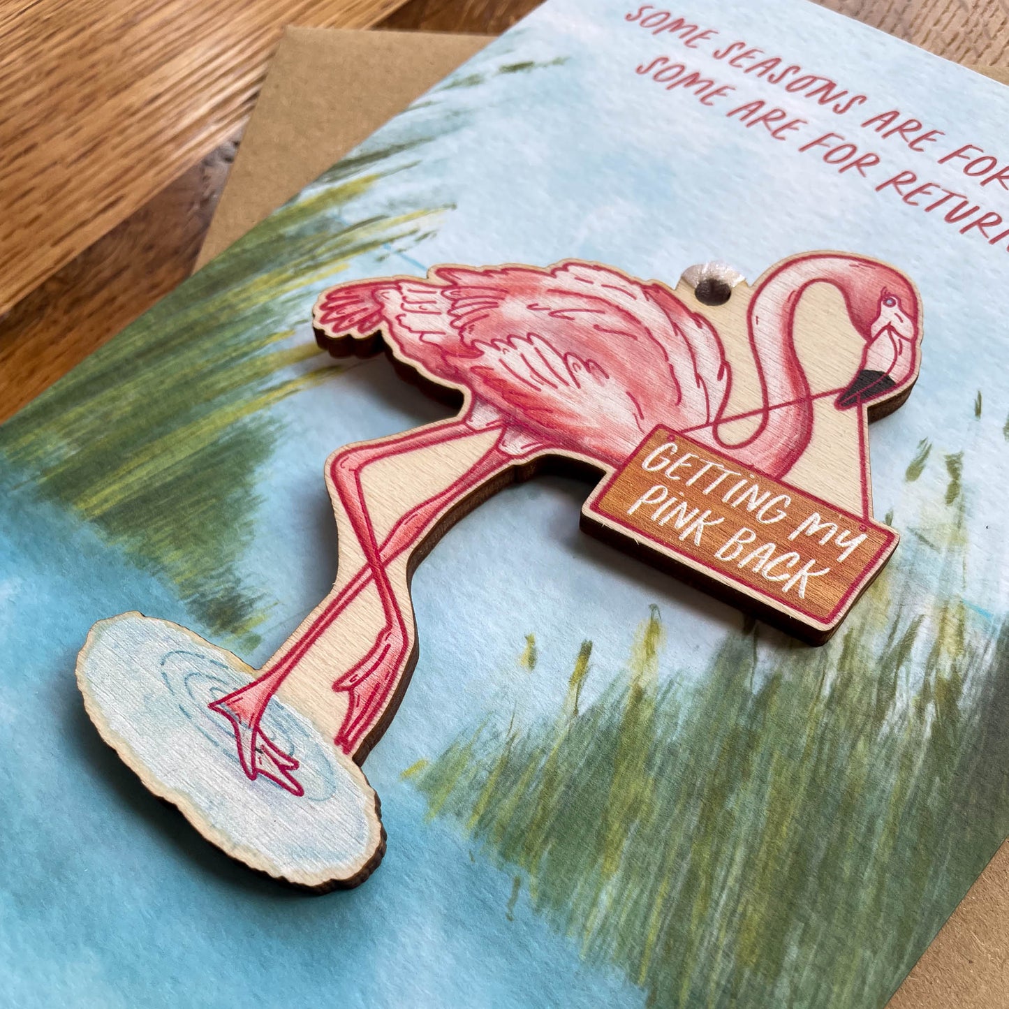 Detachable Flamingo Decoration Card - Getting My Pink Back Collection