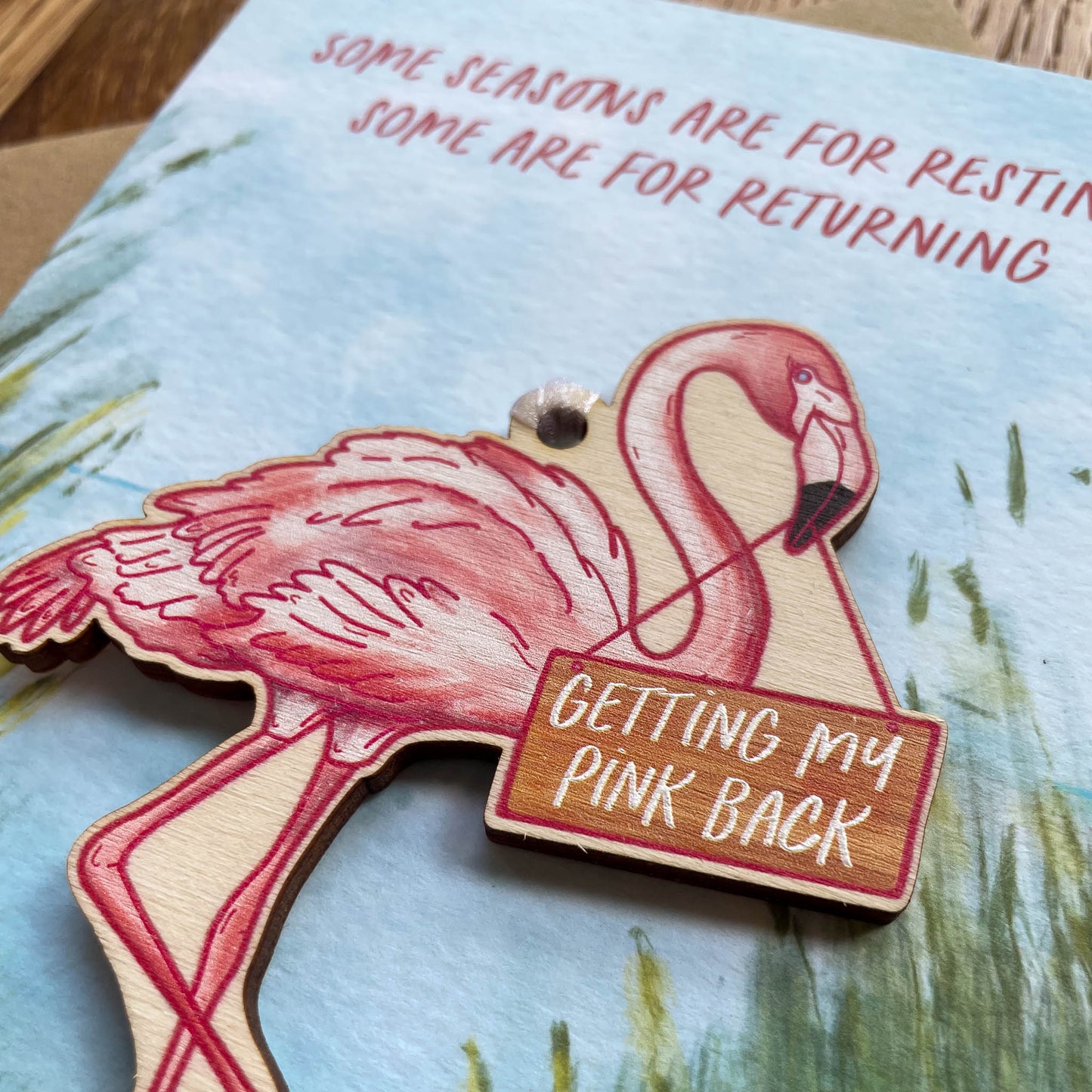 Detachable Flamingo Decoration Card - Getting My Pink Back Collection