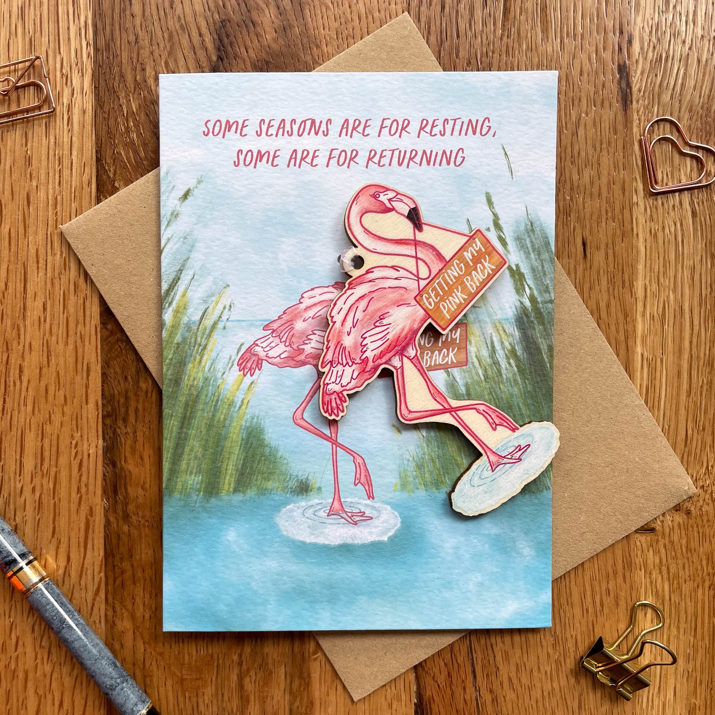 Detachable Flamingo Decoration Card - Getting My Pink Back Collection