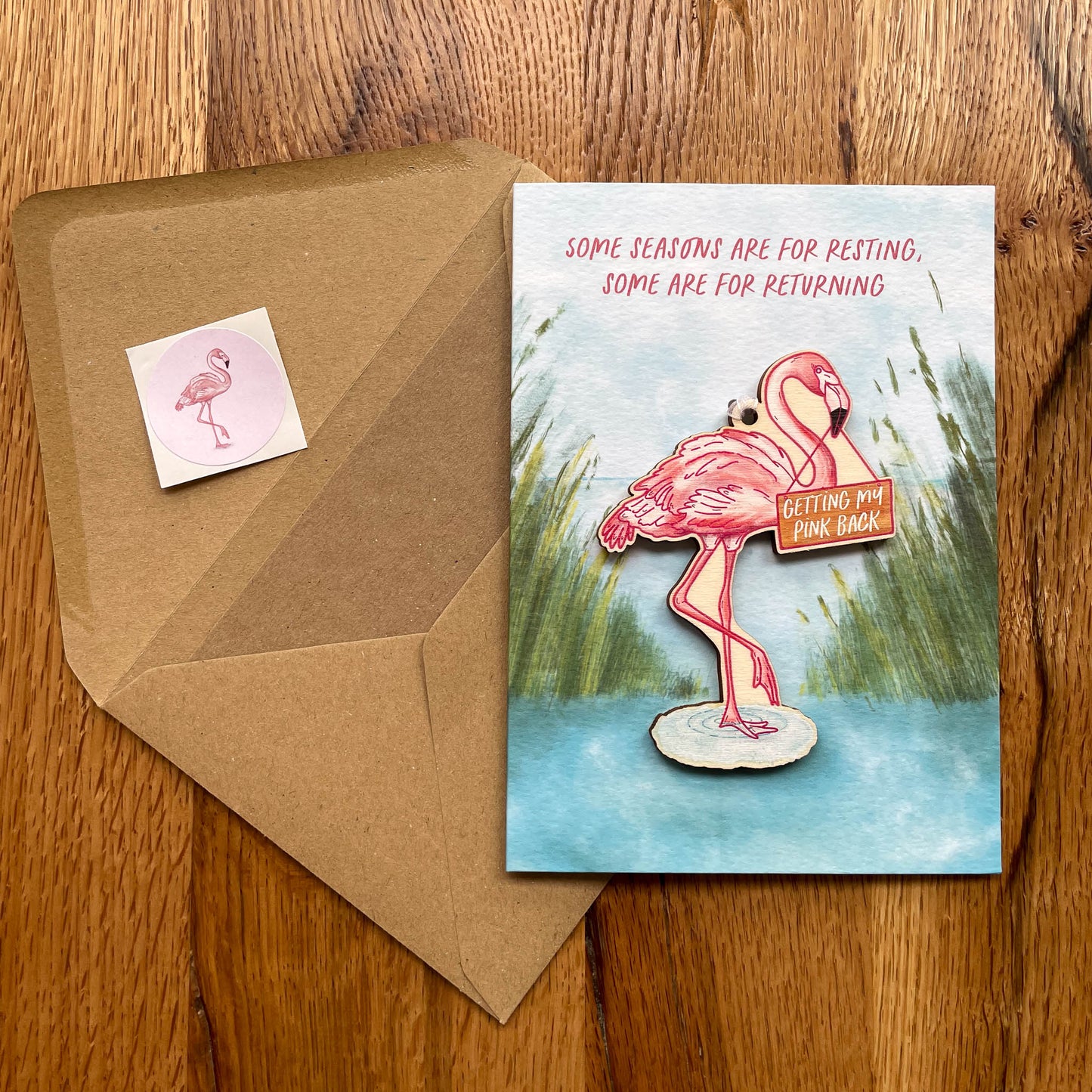 Detachable Flamingo Decoration Card - Getting My Pink Back Collection