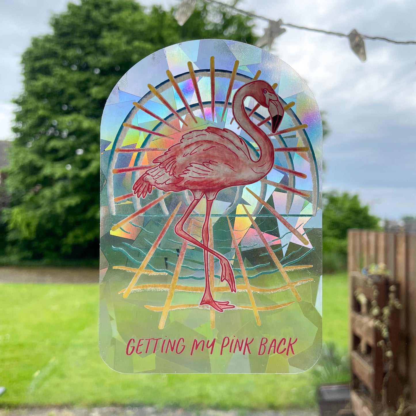 Flamingo Sun Catcher Window Sticker - Getting My Pink Back Collection