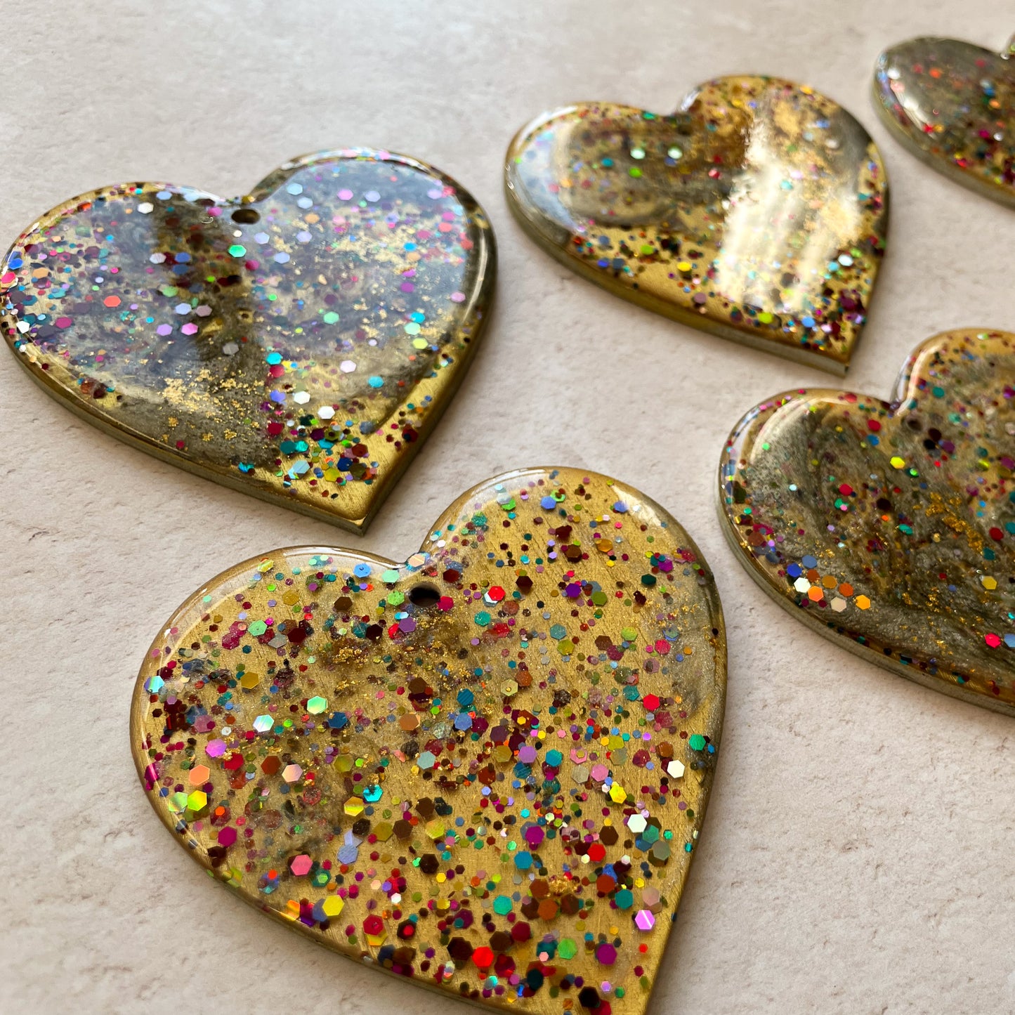 Glitter and Gold Celebration Heart Hanging Decoration