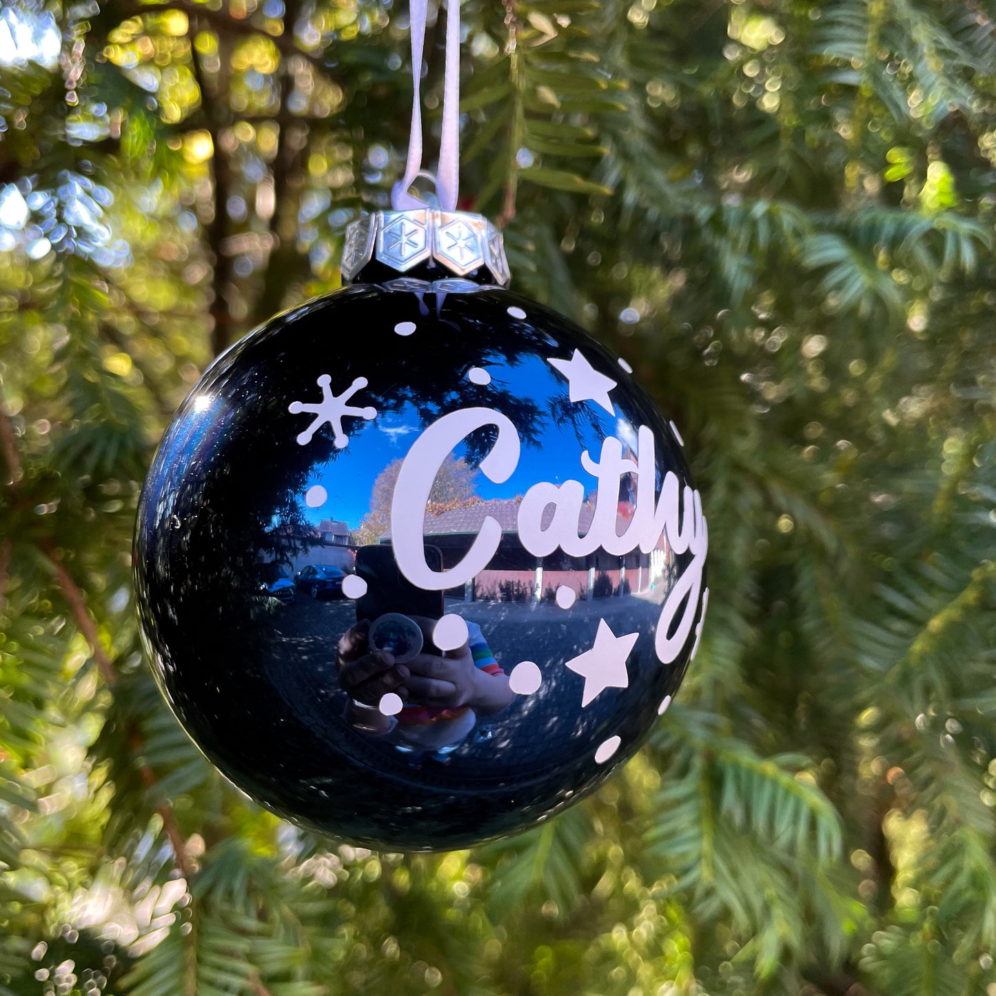 Winter Nights Themed Blue Personalised Christmas Bauble