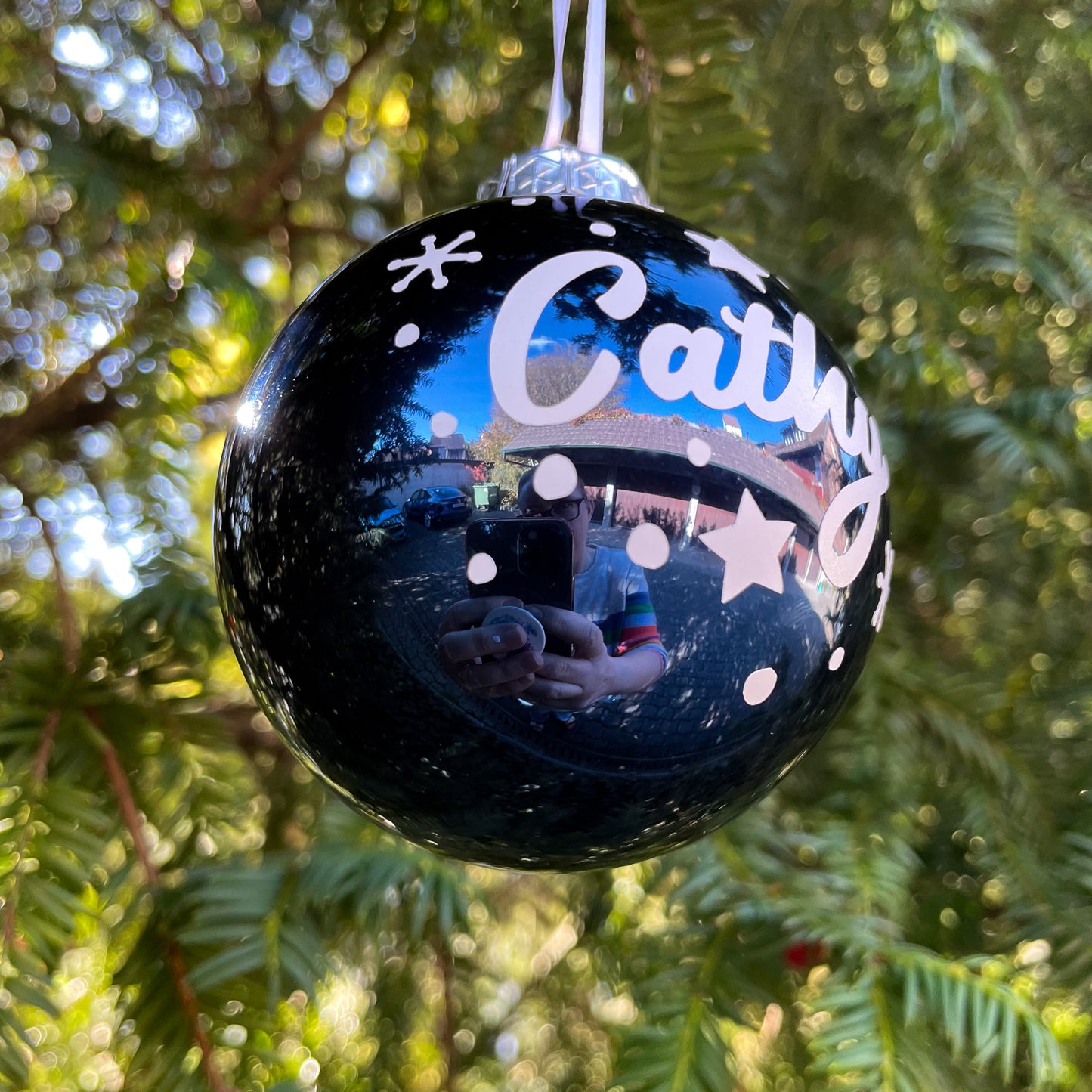Winter Nights Themed Blue Personalised Christmas Bauble