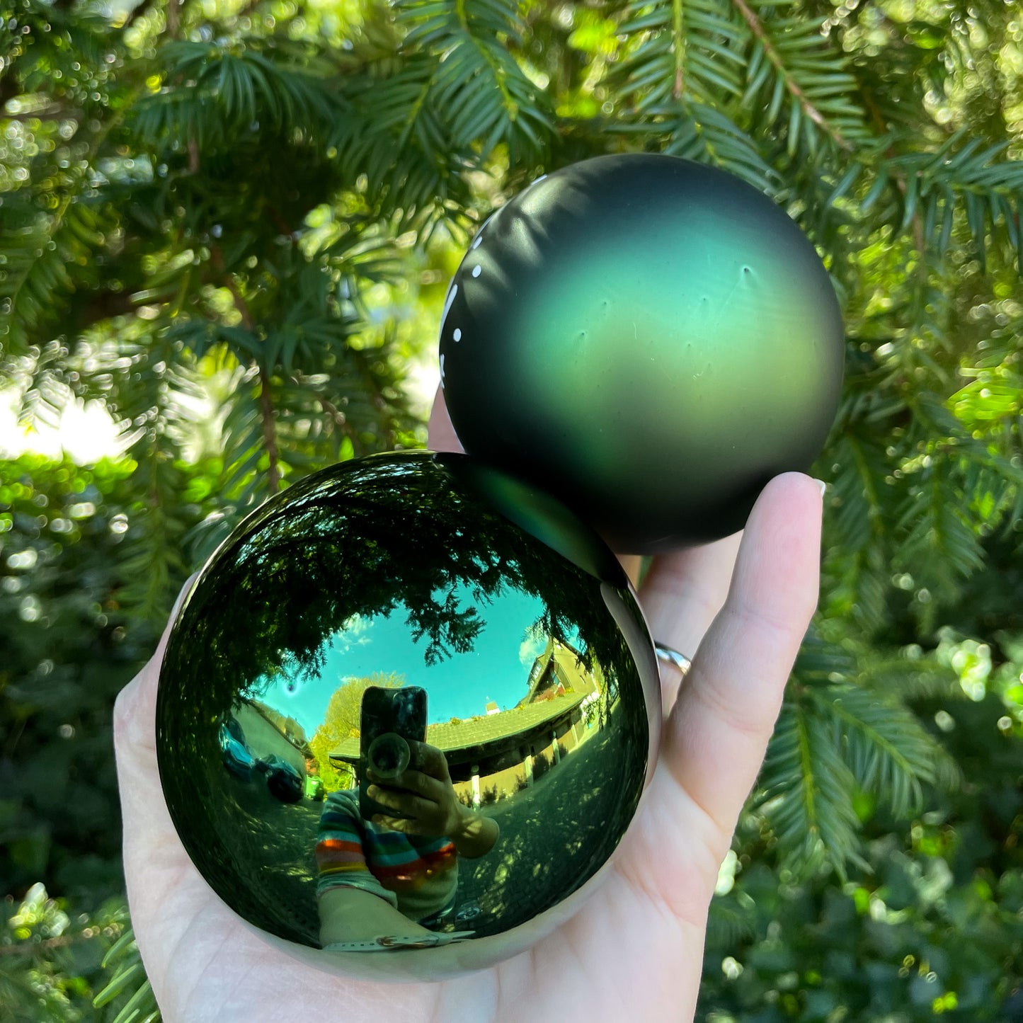 Winter in the Woods Themed Green Personalised Christmas Bauble