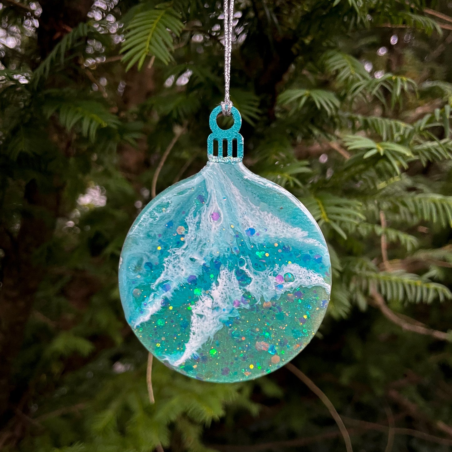 Swiss Lake Inspired Bauble Shaped Christmas Tree Decoration