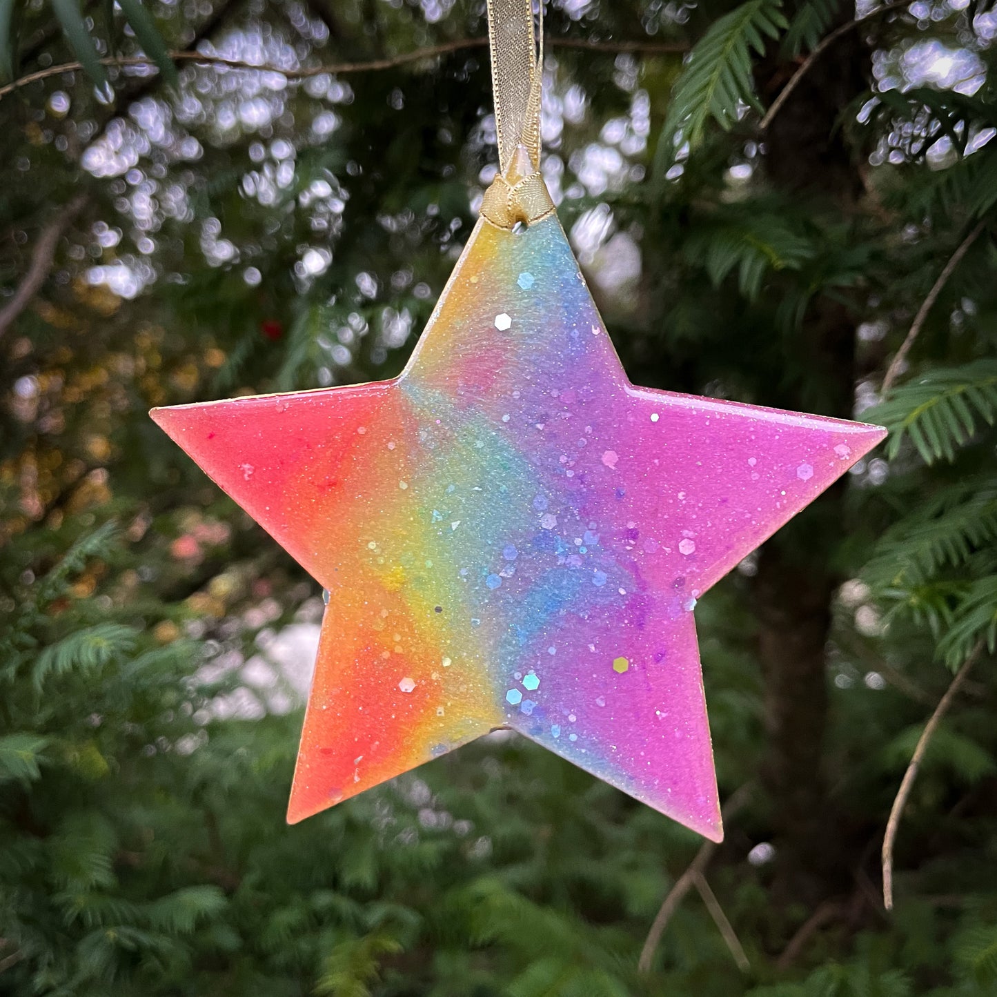 Rainbow Sparkle Star Christmas Tree Decoration
