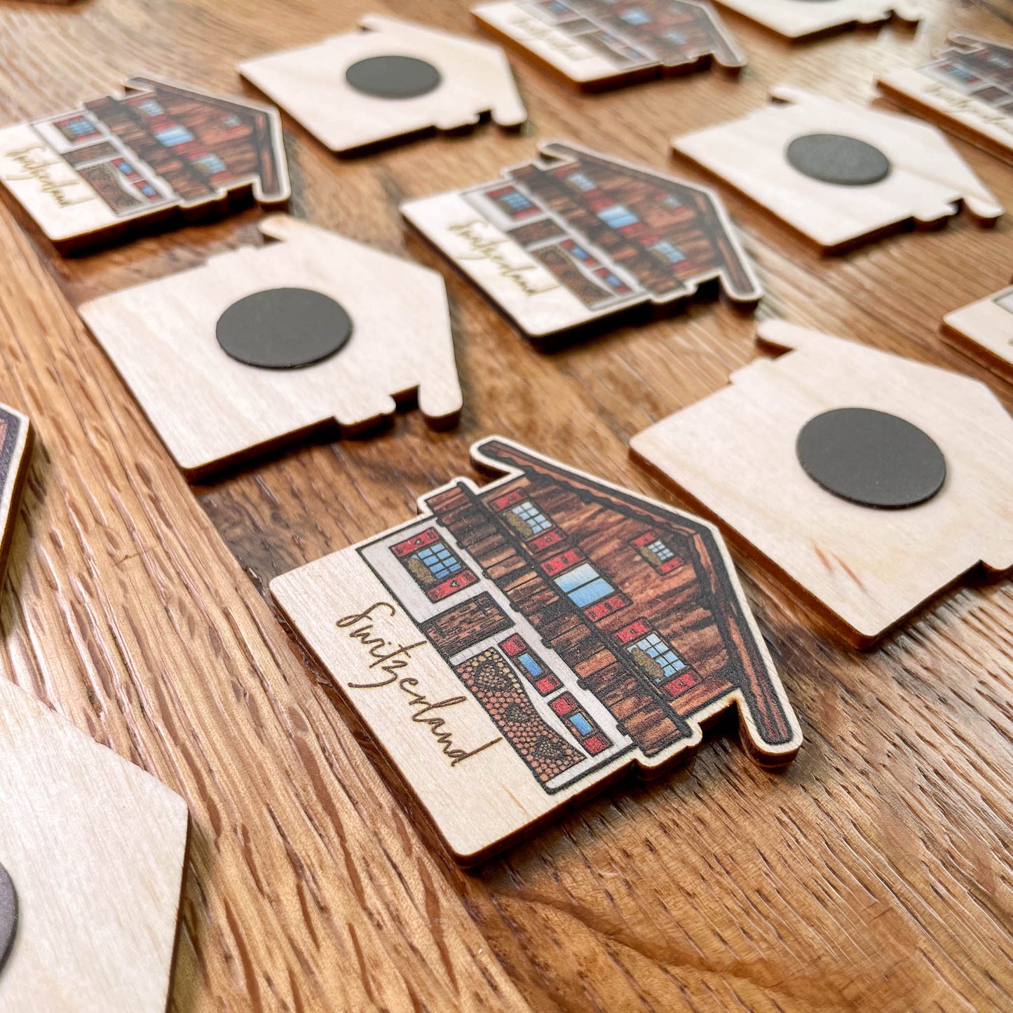 Switzerland Magnet featuring a Swiss Mountain Cabin