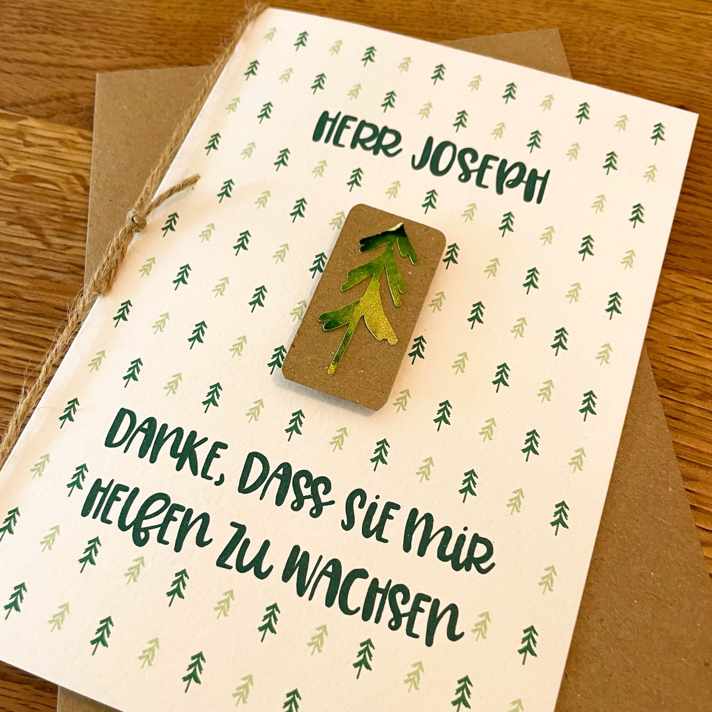 Masculine Teacher Appreciation Card "Thank you for helping me grow" in German