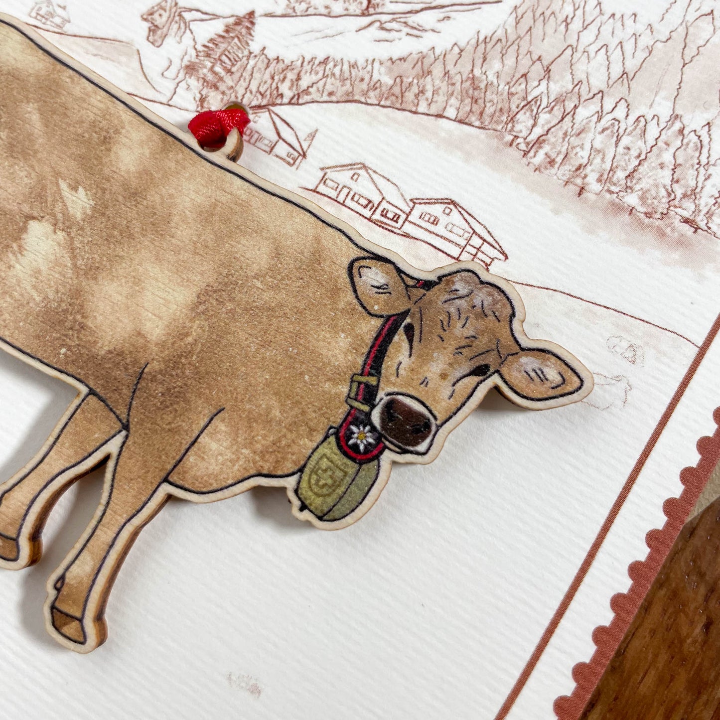 Swiss Cow Souvenir Decoration with/without greeting card