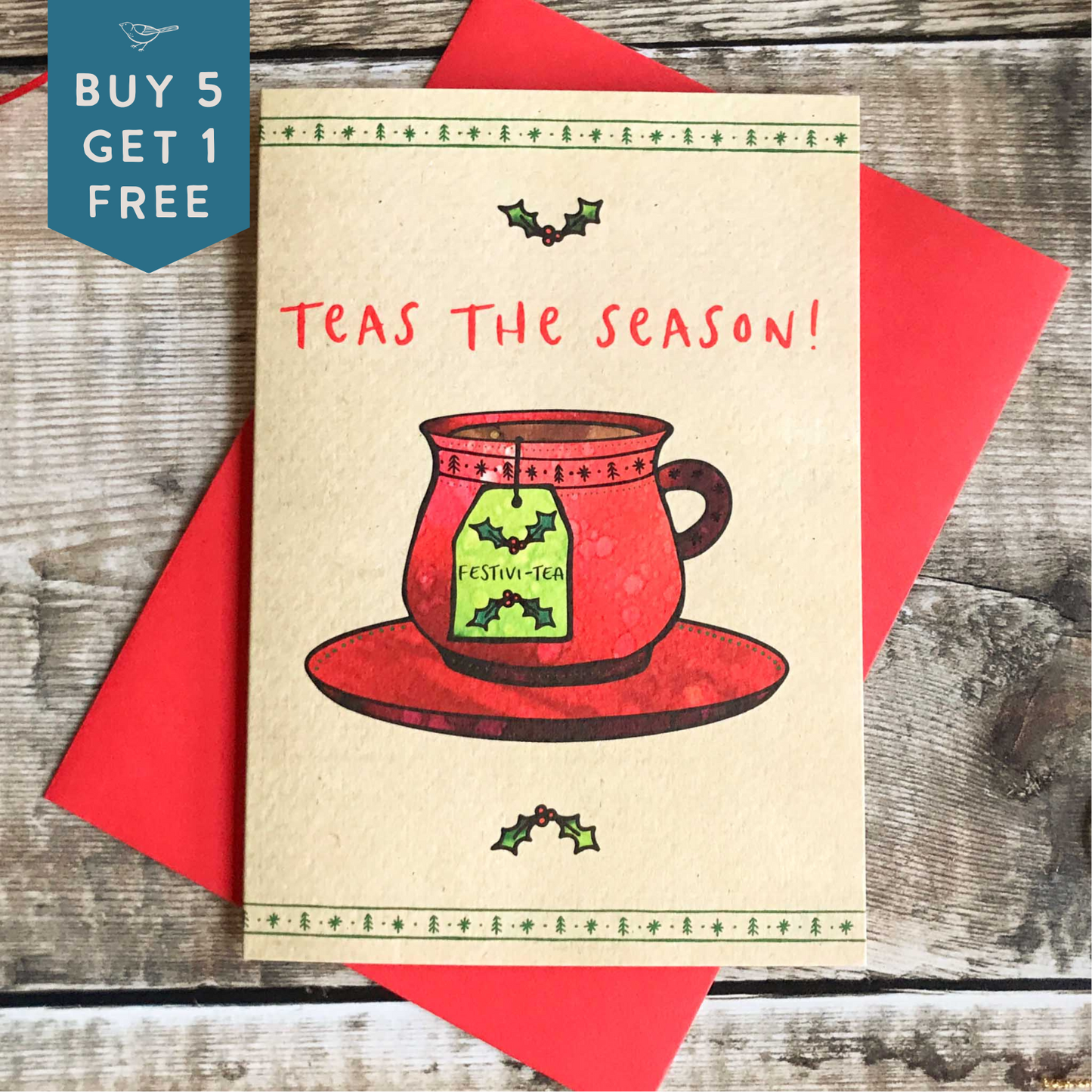 Festivi-tea - Tea Pun Christmas Card