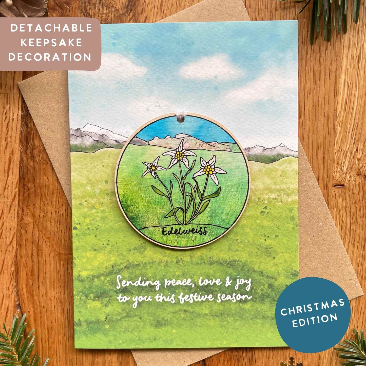 Edelweiss Decoration - Keepsake & Swiss Christmas Card