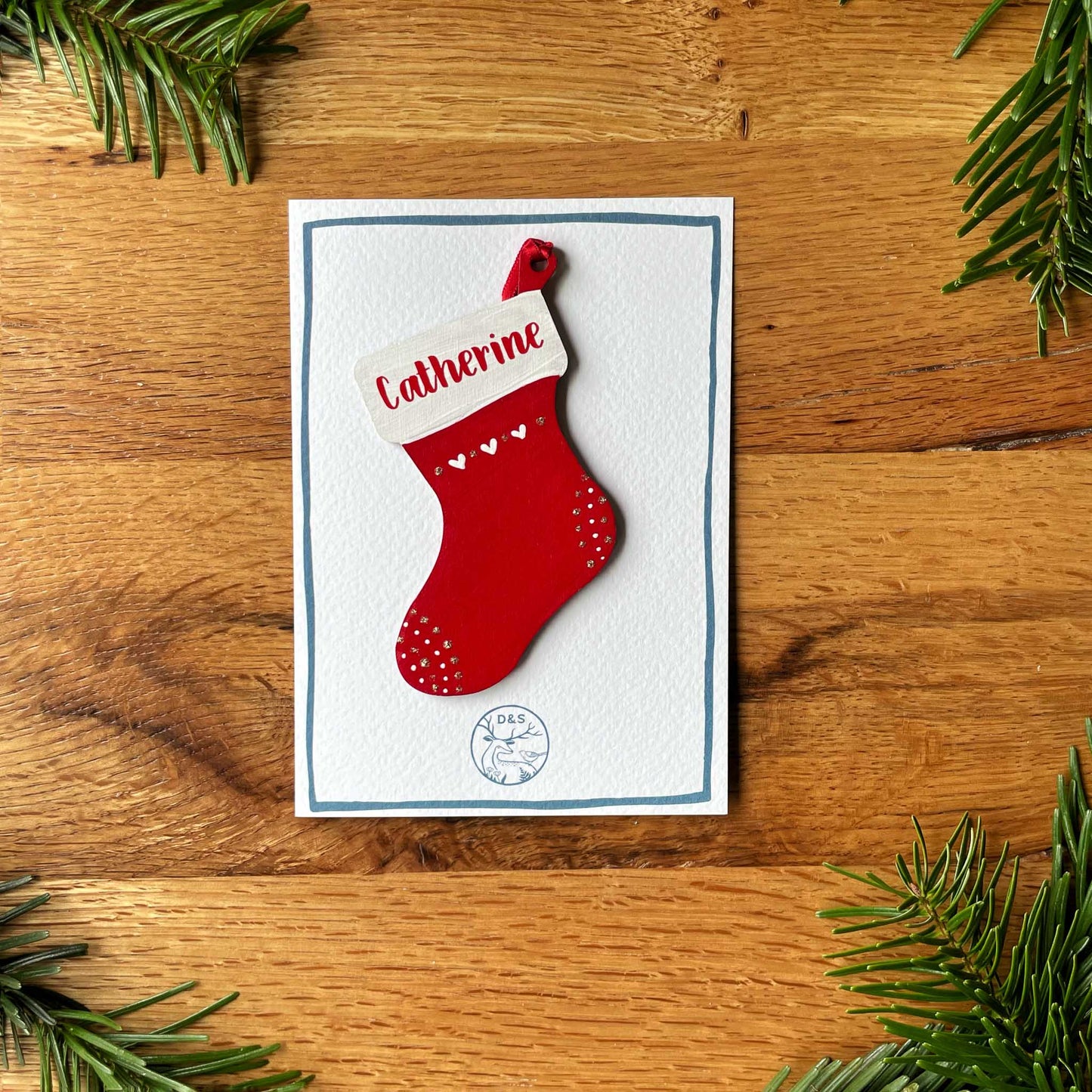 Personalised Wooden Stocking Tree Ornament