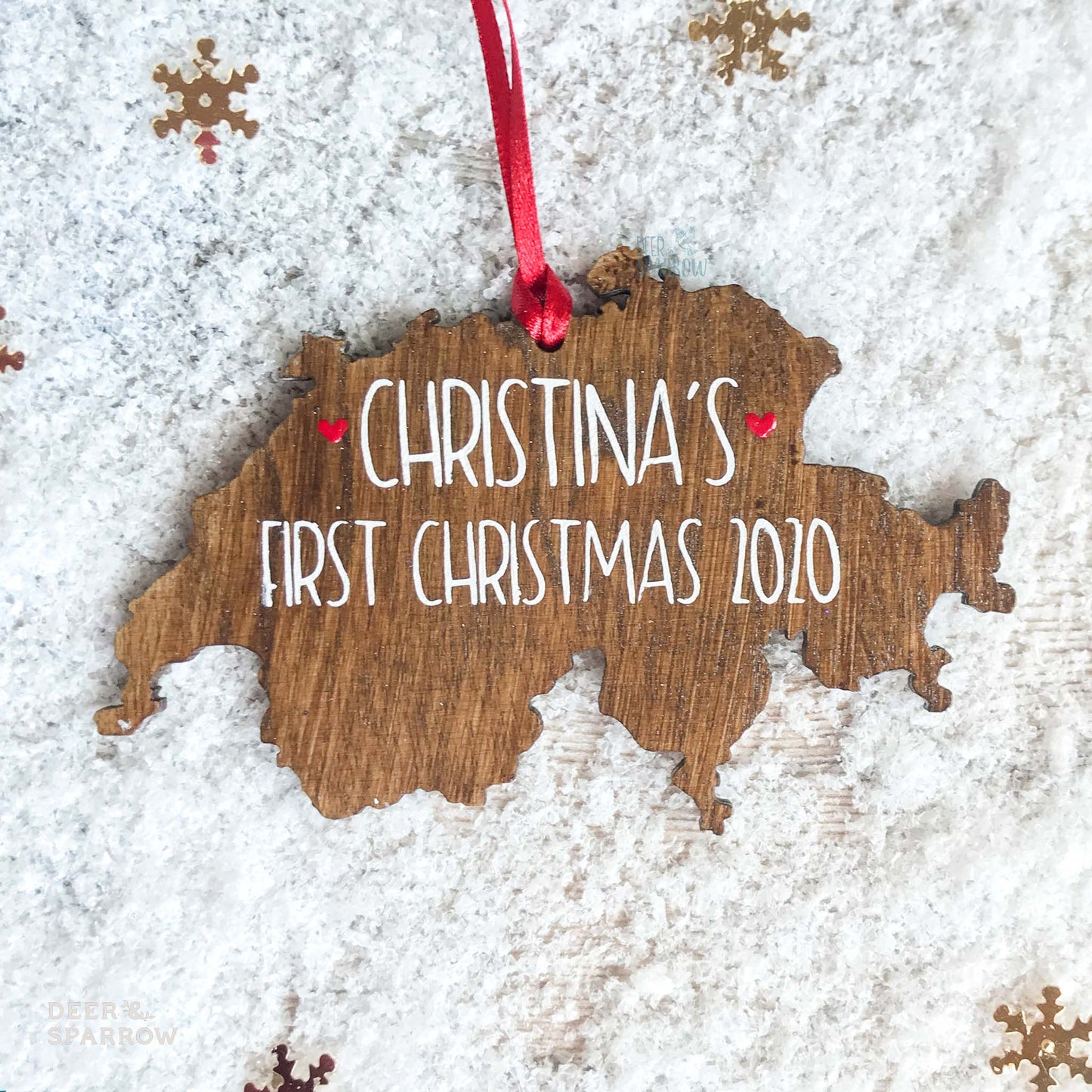 Personalised Switzerland Shaped Decoration