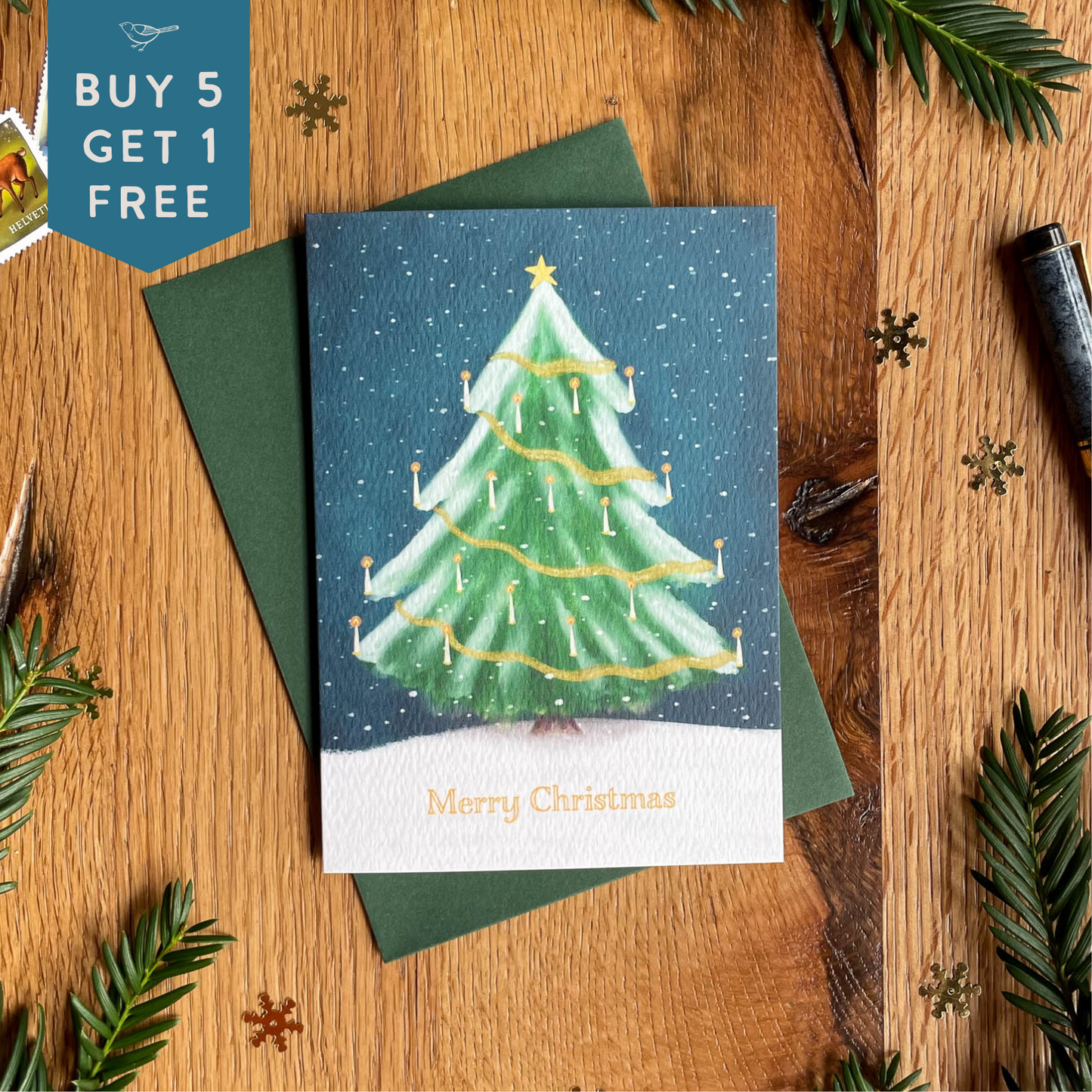 Christmas Tree with Candles Christmas Card
