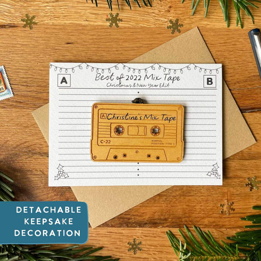 Personalised Mix Tape Cassette Decoration & Greeting Card