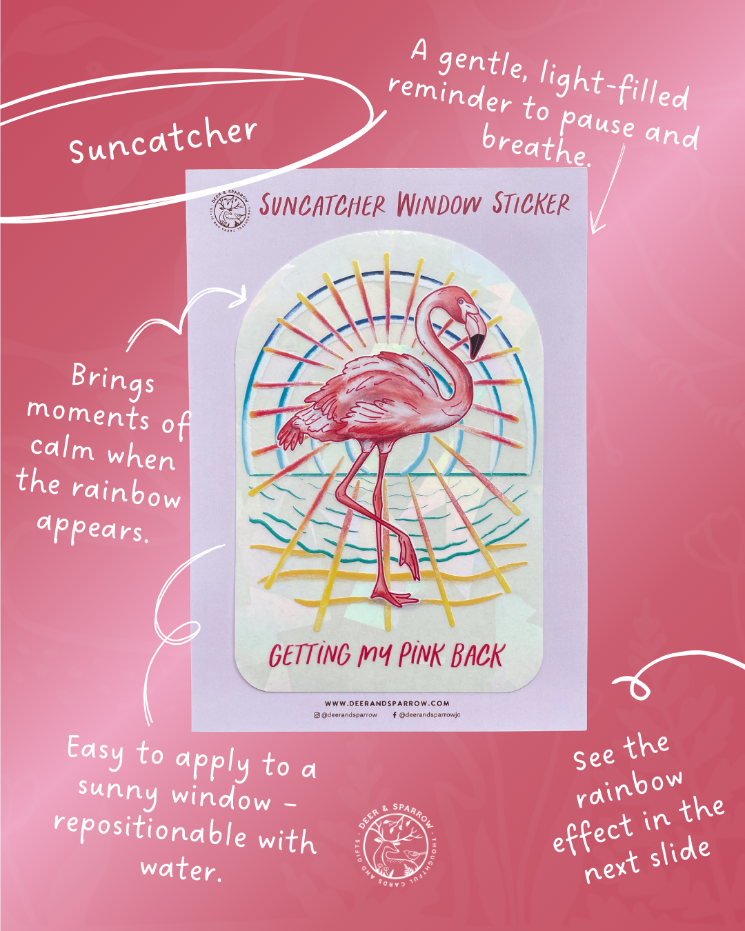 Flamingo Sun Catcher Window Sticker - Getting My Pink Back Collection