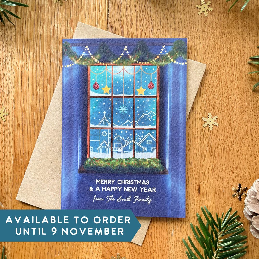 Set of Personalised Family Christmas Card - Adventsfenster