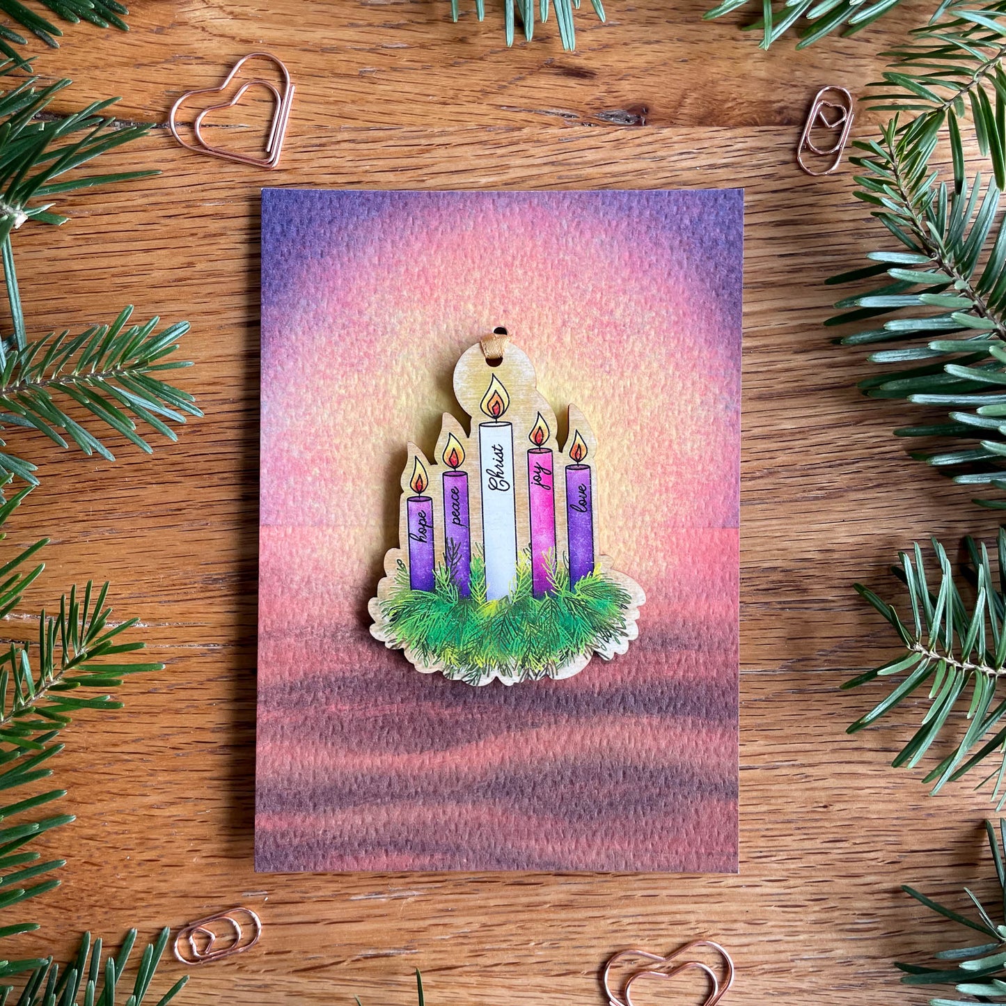 Advent Candle Wreath Hanging Decoration - Christmas Tree Decoration