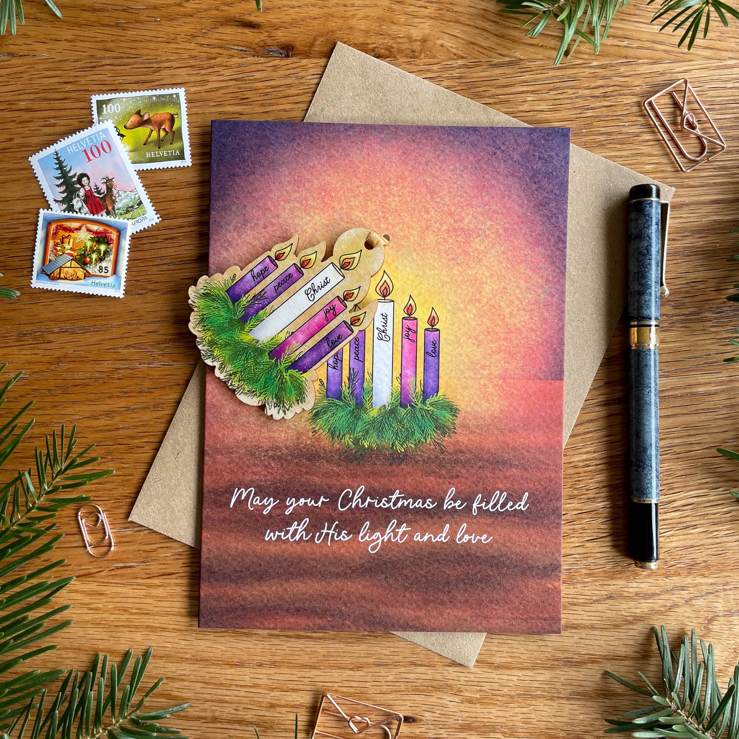 Advent Candle Wreath Hanging Decoration - Christmas Tree Decoration