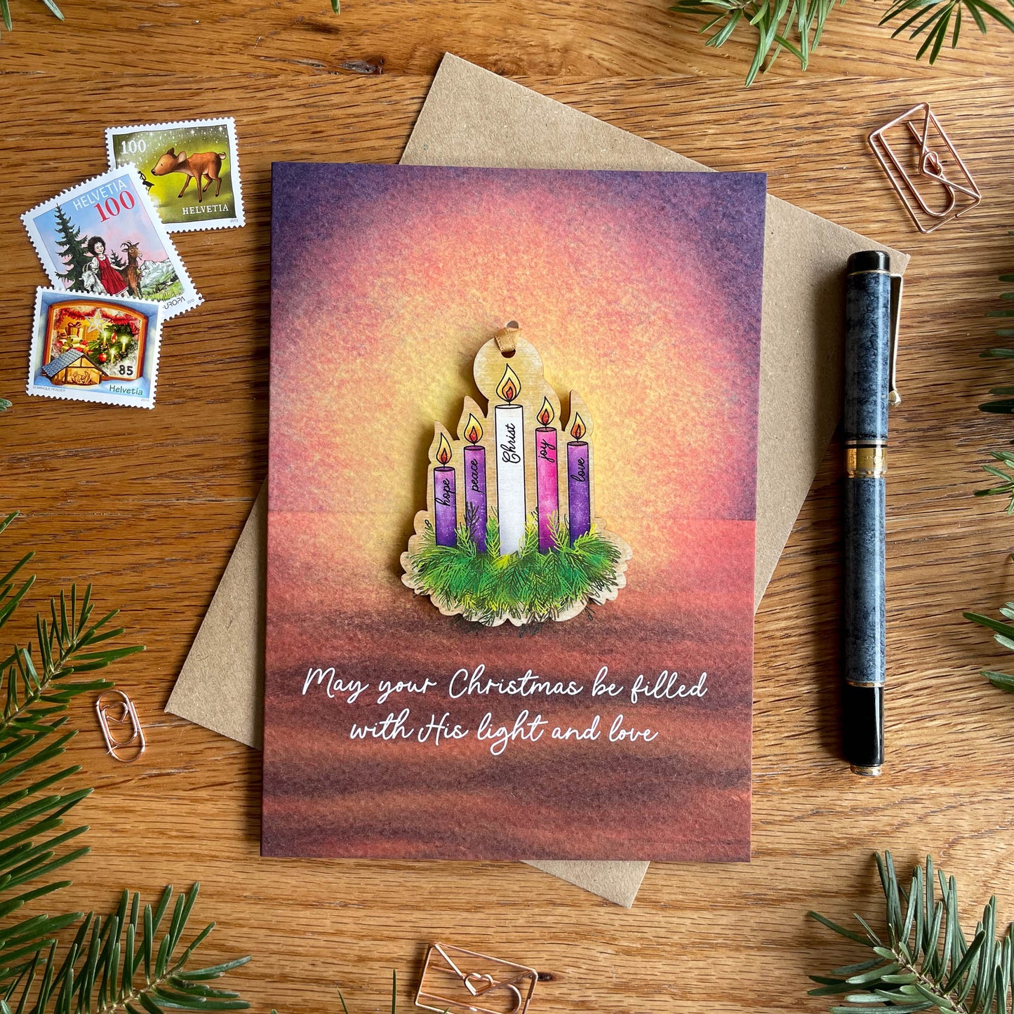 Advent Candle Wreath Hanging Decoration - Christmas Tree Decoration