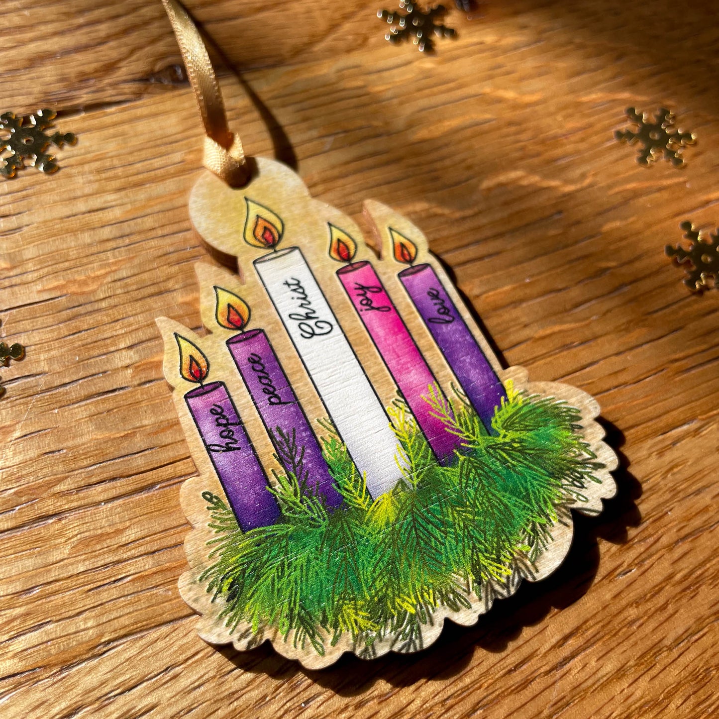 Advent Candle Wreath Hanging Decoration - Christmas Tree Decoration