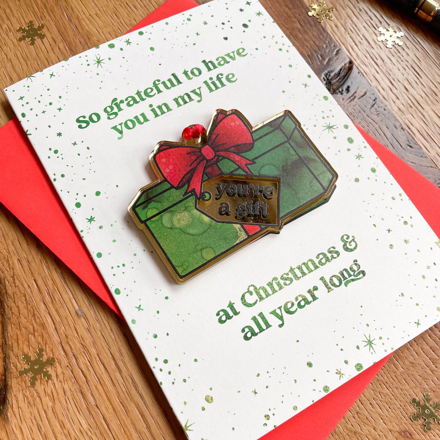 "You're a Gift" Detachable Tree Decoration & Greeting Card