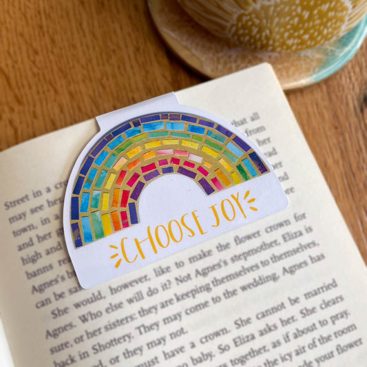 Rainbow Magnet Bookmark with Choose Joy Design