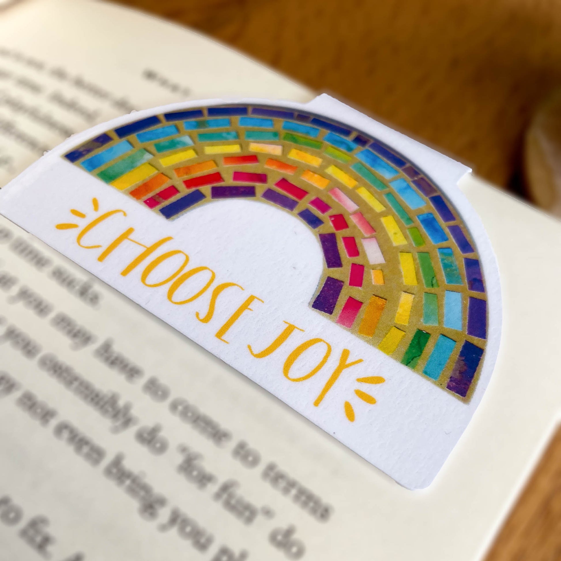 Encouraging Rainbow Magnet Bookmark with Choose Joy Phrase