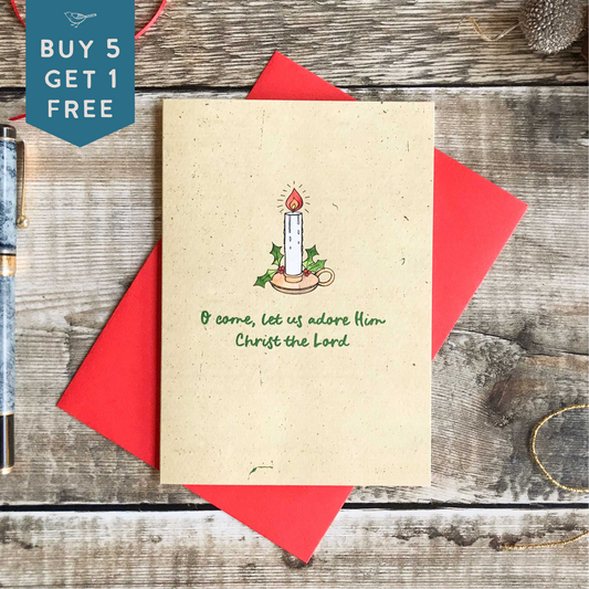 O Come Let us Adore Him Christmas Card