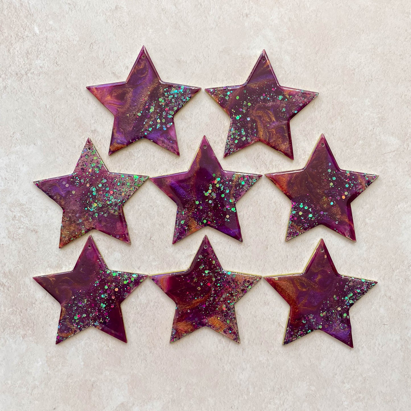 Purple & Copper Sparkly Star Christmas Tree Decoration