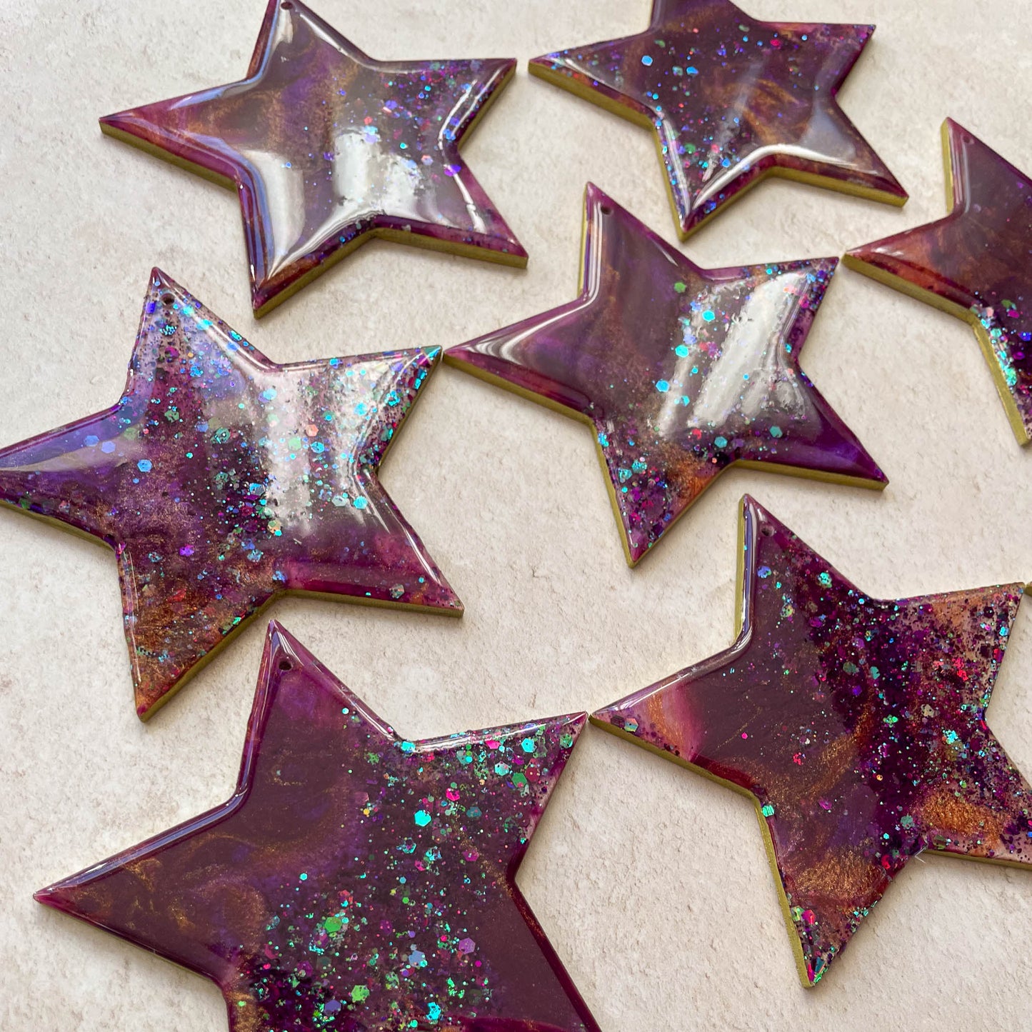 Purple & Copper Sparkly Star Christmas Tree Decoration