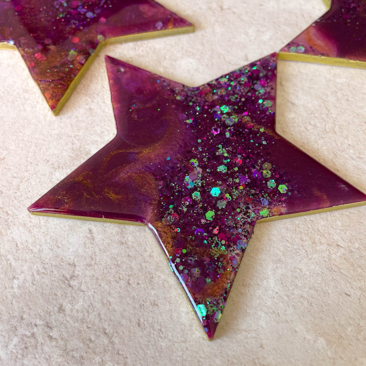 Purple & Copper Sparkly Star Christmas Tree Decoration