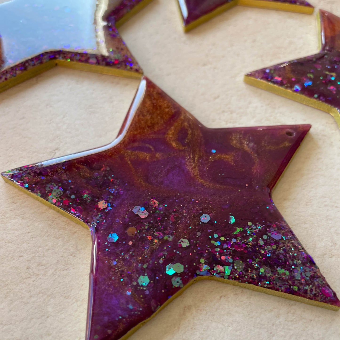 Purple & Copper Sparkly Star Christmas Tree Decoration