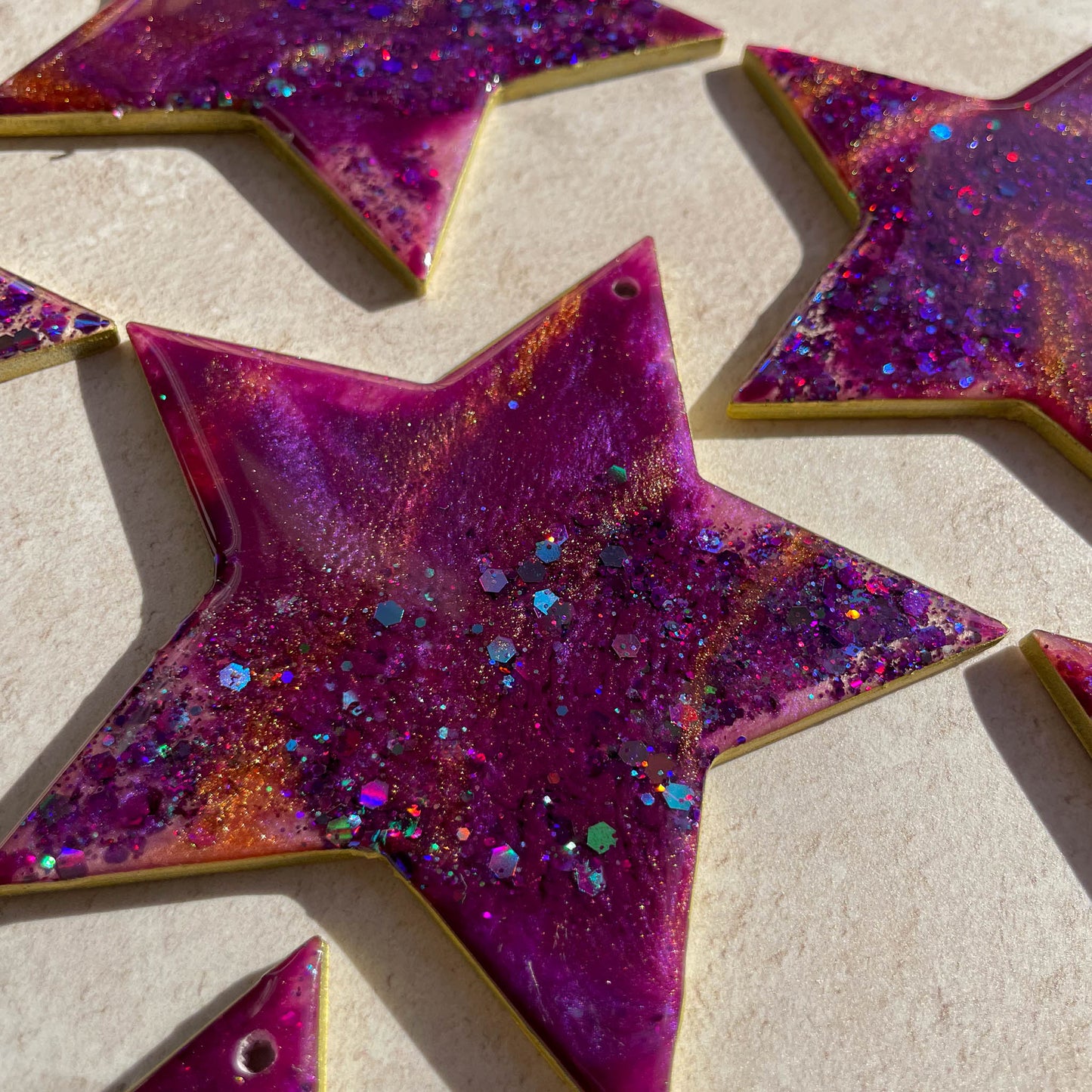 Purple & Copper Sparkly Star Christmas Tree Decoration
