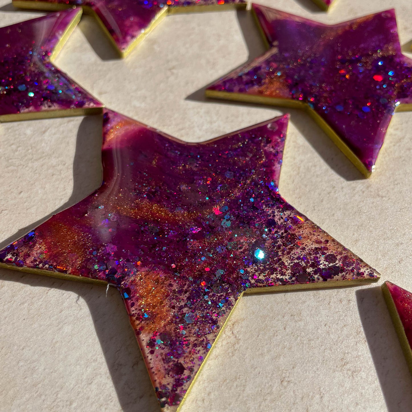 Purple & Copper Sparkly Star Christmas Tree Decoration