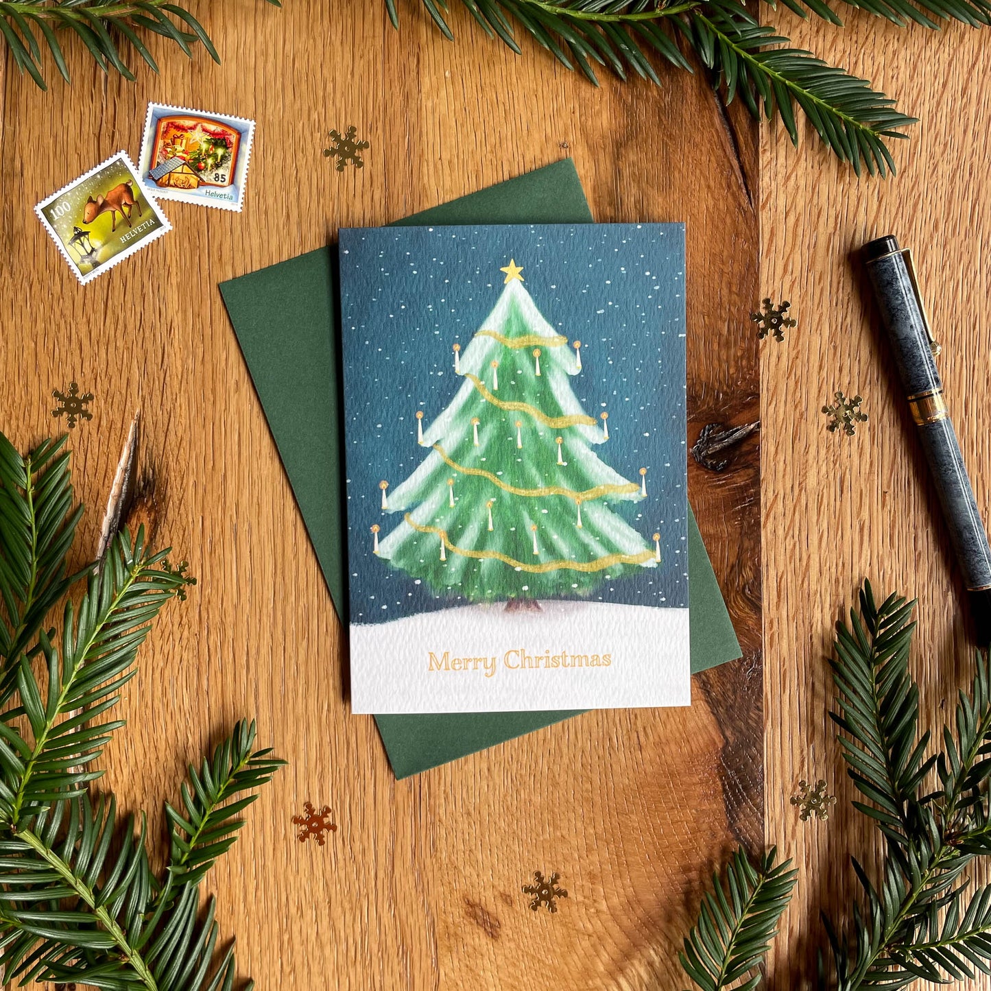 Christmas Tree with Candles Christmas Card
