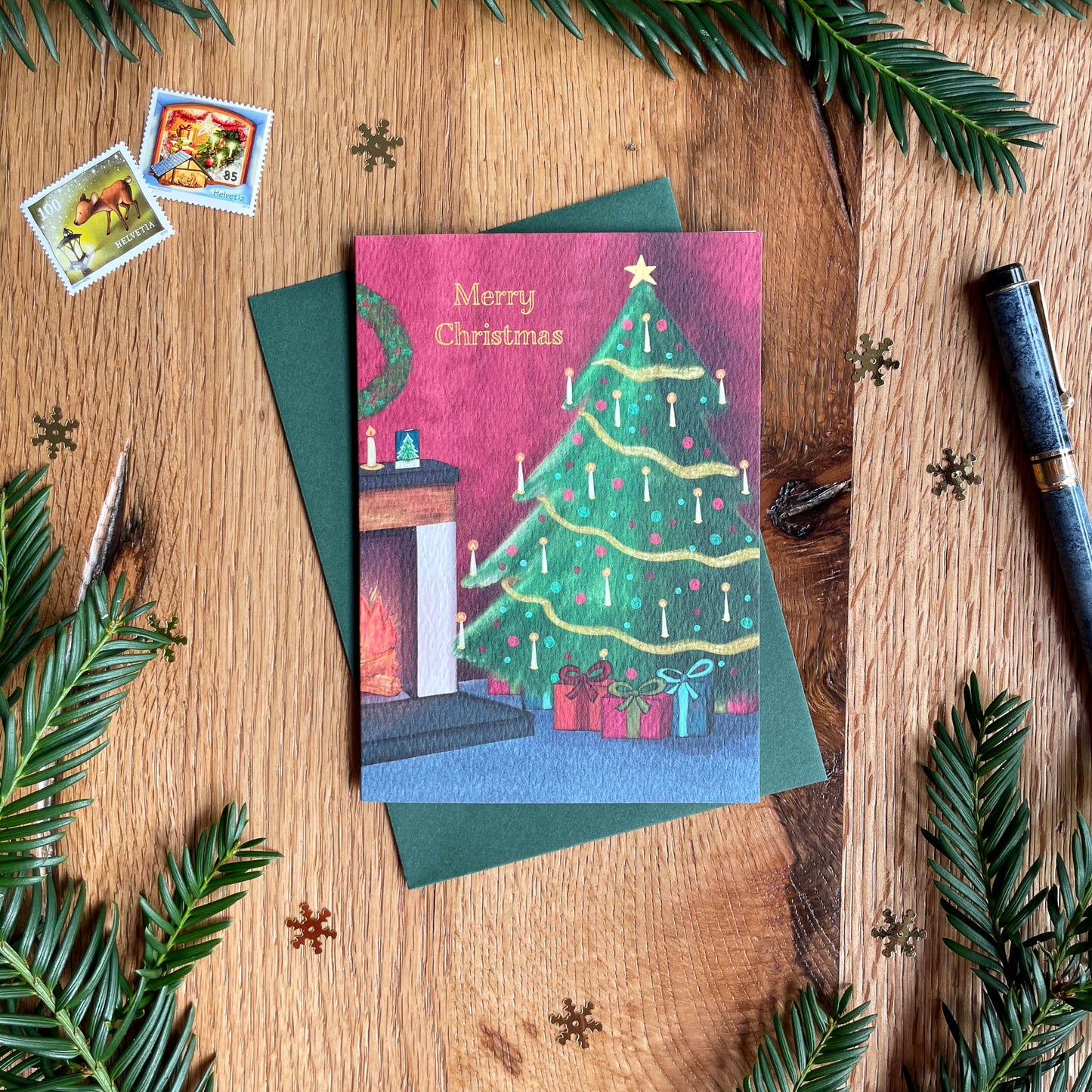 Fire Side at Christmas Time Christmas Card