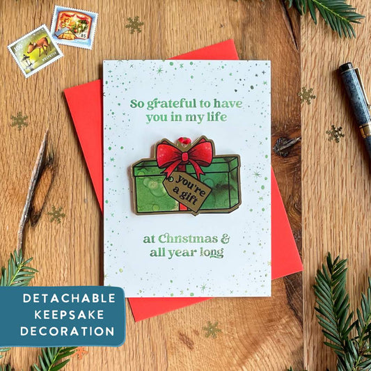 "You're a Gift" Detachable Tree Decoration & Greeting Card