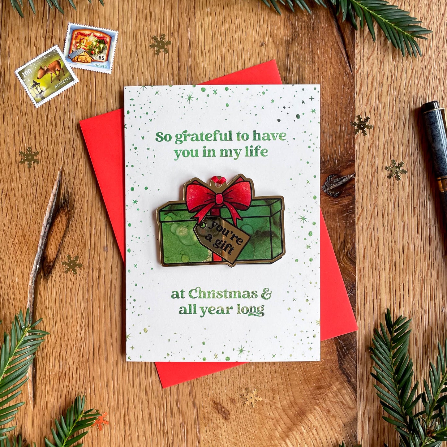 "You're a Gift" Detachable Tree Decoration & Greeting Card
