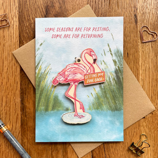 Detachable Flamingo Decoration Card - Getting My Pink Back Collection