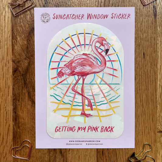 Flamingo Sun Catcher Window Sticker - Getting My Pink Back Collection