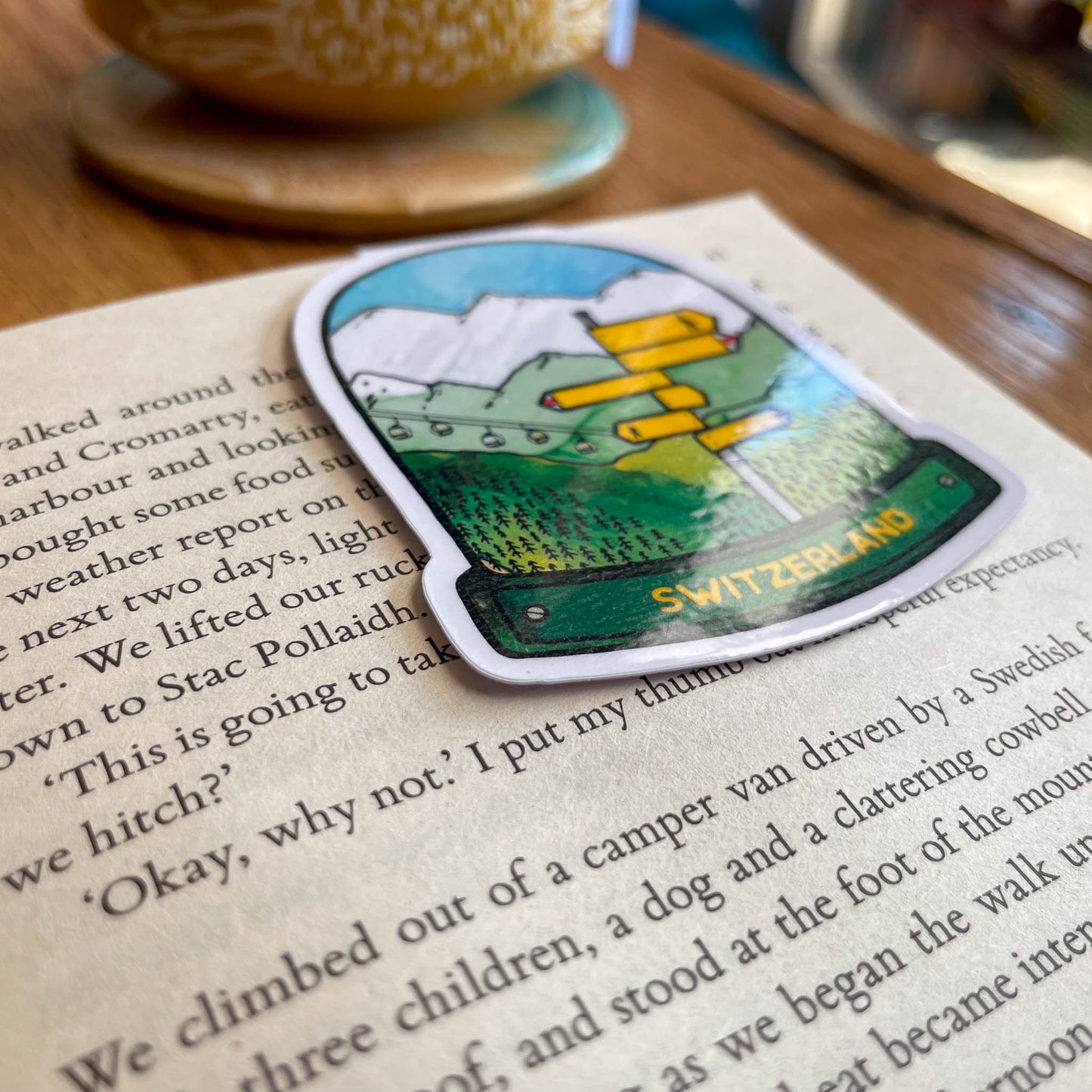 Magnetic Bookmark with Swiss Hiking Illustration