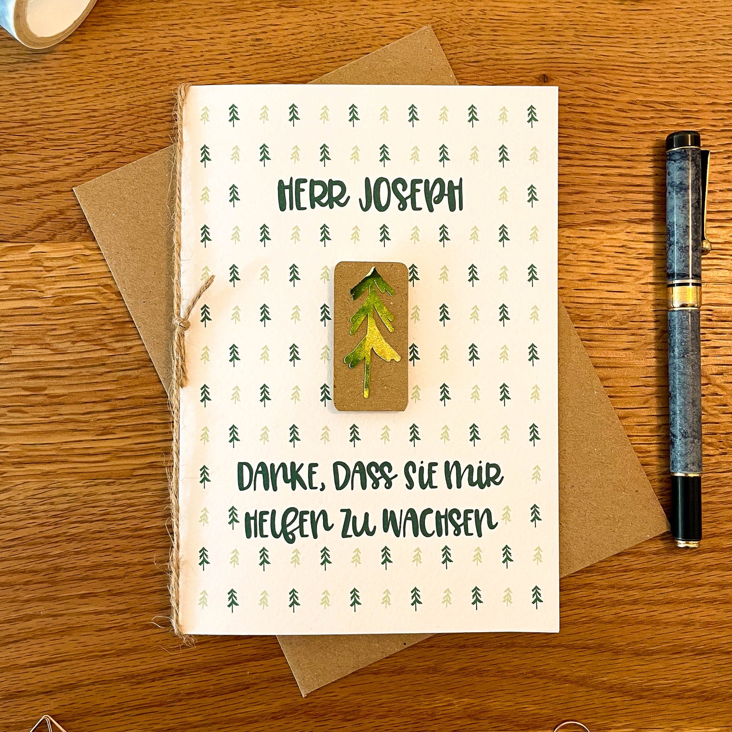 Masculine Teacher Appreciation Card "Thank you for helping me grow" in German