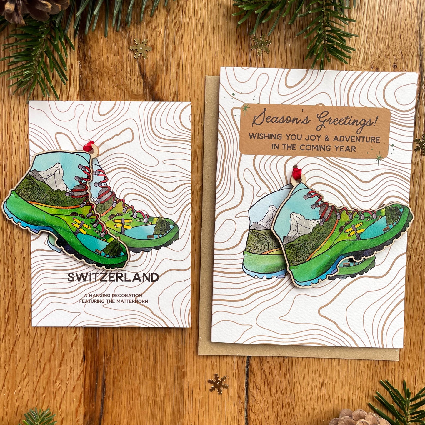 Hiking Boot Decoration -  Keepsake & Swiss Souvenir featuring The Matterhorn